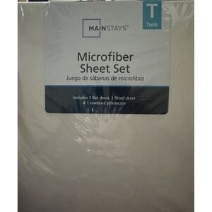 Mainstays Twin Microfiber Sheet Set 3pc Fresh Ivory New NIP Solid Bedding